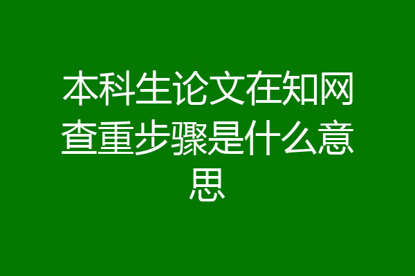 本科生论文在知网查重步骤是什么意思