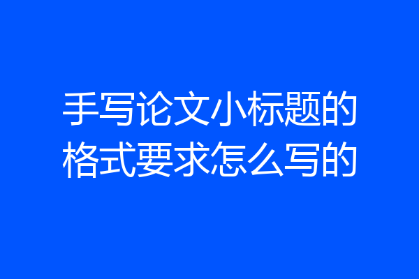 手写论文小标题的格式要求怎么写的