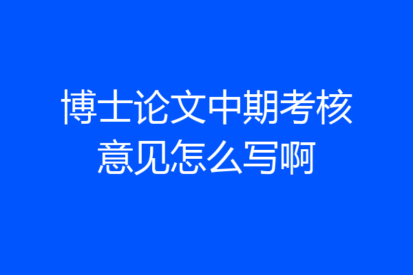 博士论文中期考核意见怎么写啊