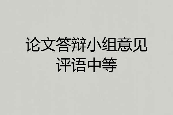 论文答辩小组意见评语中等
