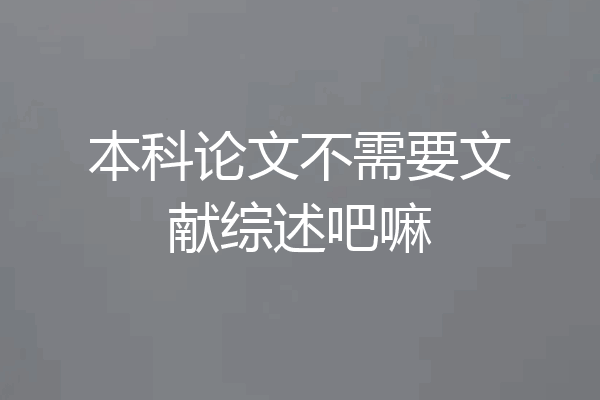 本科论文不需要文献综述吧嘛