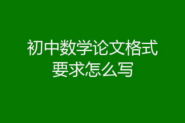 初中数学论文格式要求怎么写