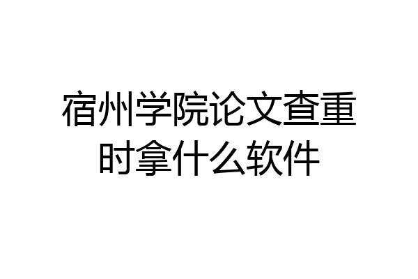宿州学院论文查重时拿什么软件