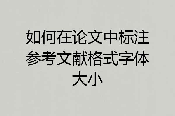 如何在论文中标注参考文献格式字体大小