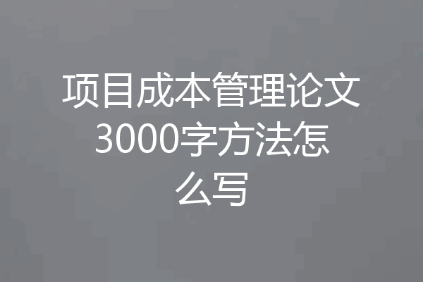 项目成本管理论文3000字方法怎么写