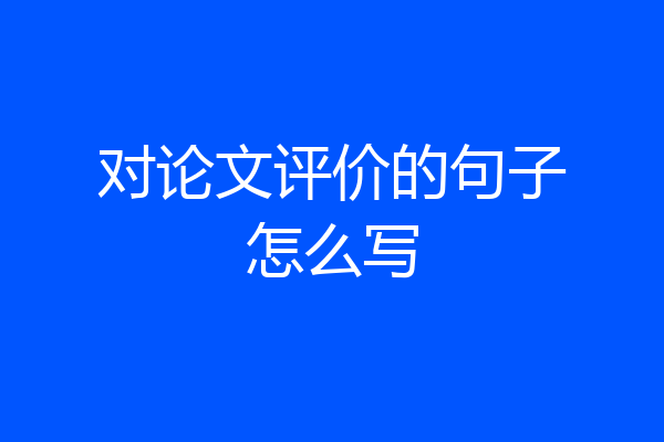 对论文评价的句子怎么写