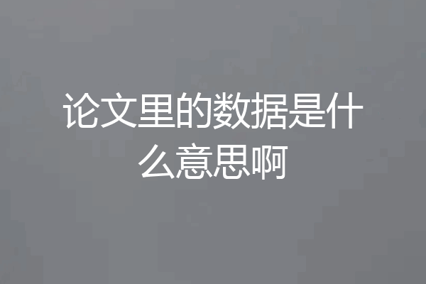 论文里的数据是什么意思啊