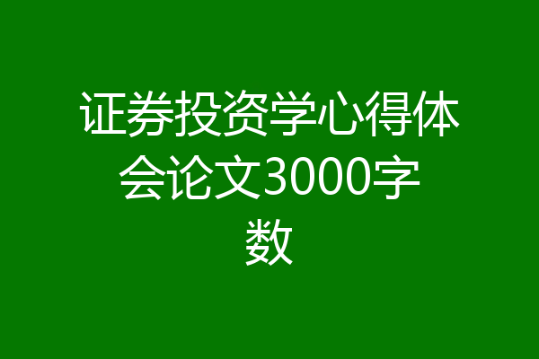 证券投资学心得体会论文3000字数