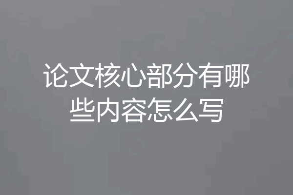 论文核心部分有哪些内容怎么写