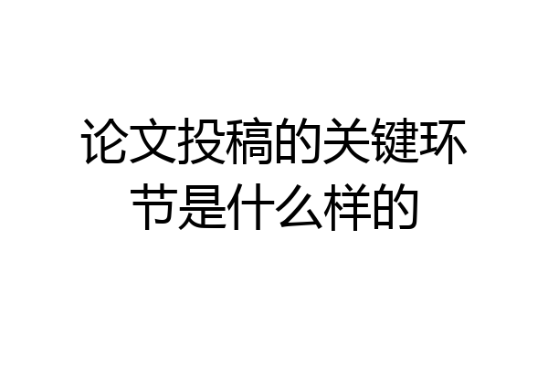 论文投稿的关键环节是什么样的