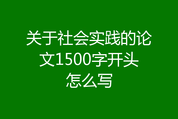 关于社会实践的论文1500字开头怎么写