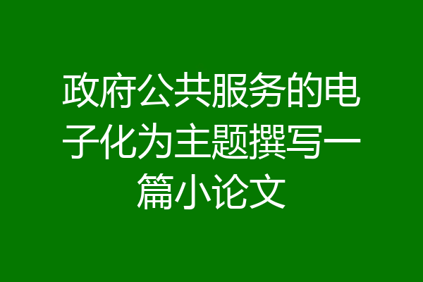 政府公共服务的电子化为主题撰写一篇小论文
