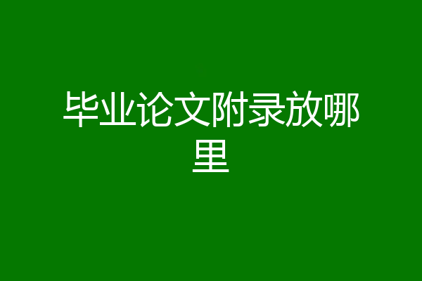 毕业论文附录放哪里