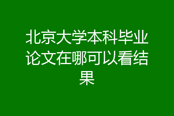 北京大学本科毕业论文在哪可以看结果