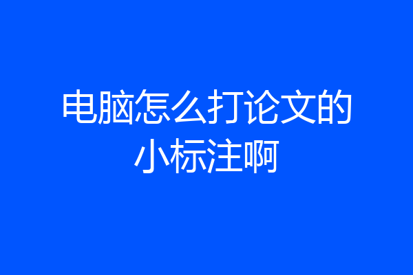 电脑怎么打论文的小标注啊