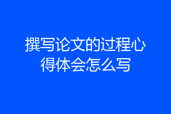 撰写论文的过程心得体会怎么写