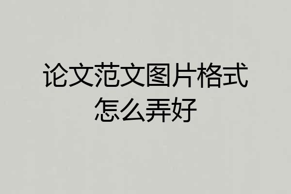 论文范文图片格式怎么弄好
