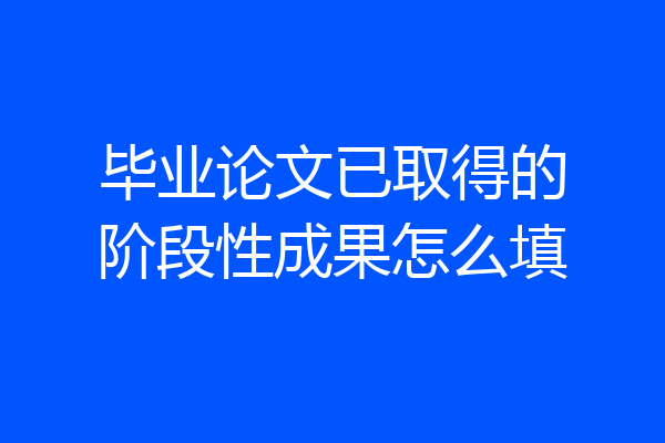 毕业论文已取得的阶段性成果怎么填