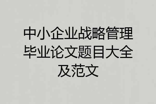 中小企业战略管理毕业论文题目大全及范文