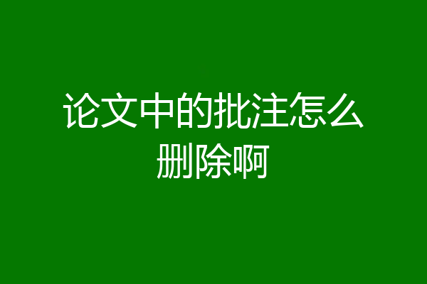 论文中的批注怎么删除啊