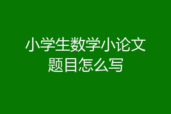 小学生数学小论文题目怎么写