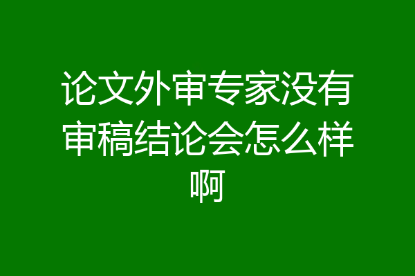 论文外审专家没有审稿结论会怎么样啊