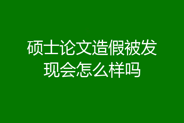 硕士论文造假被发现会怎么样吗