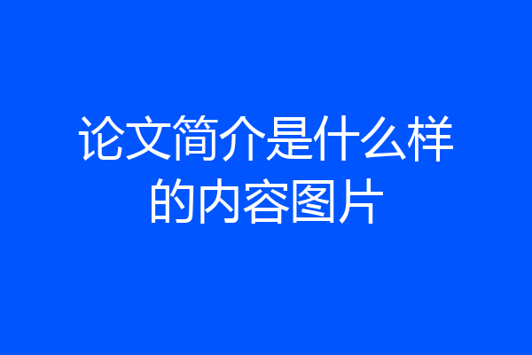 论文简介是什么样的内容图片