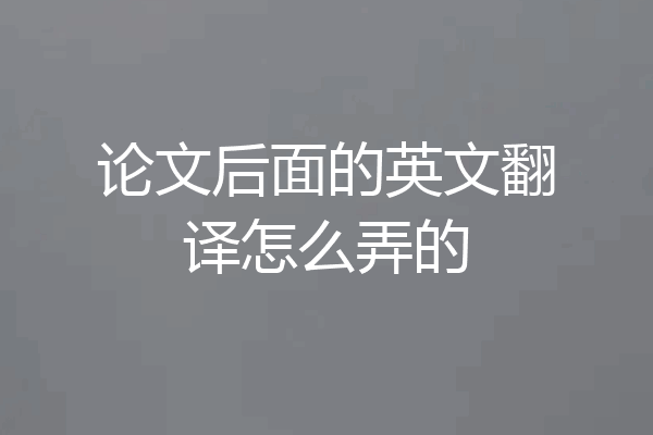 论文后面的英文翻译怎么弄的