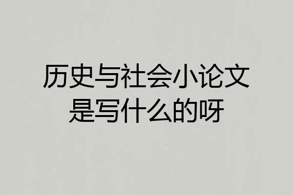 历史与社会小论文是写什么的呀