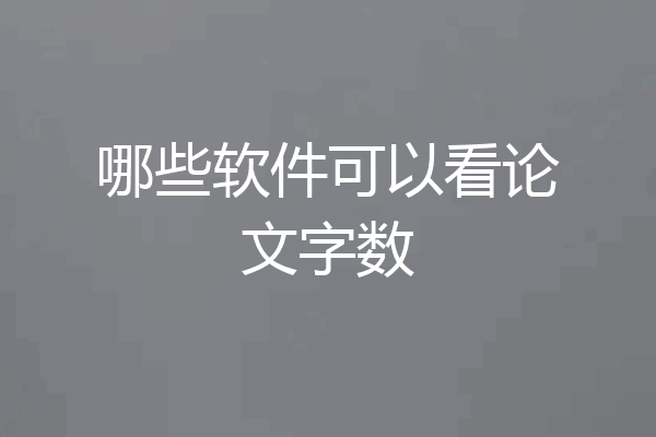 哪些软件可以看论文字数