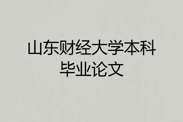 山东财经大学本科毕业论文
