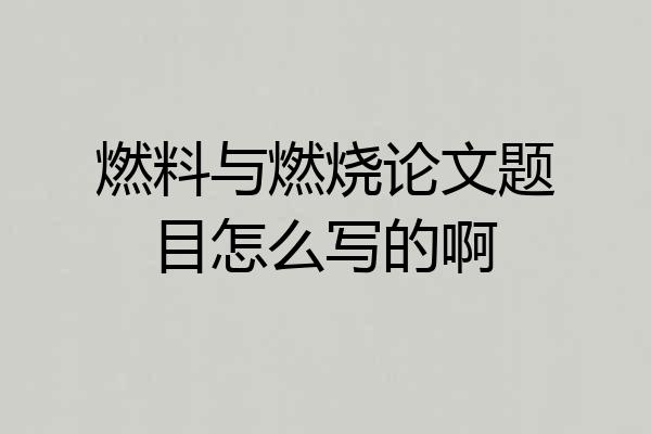 燃料与燃烧论文题目怎么写的啊