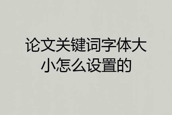 论文关键词字体大小怎么设置的