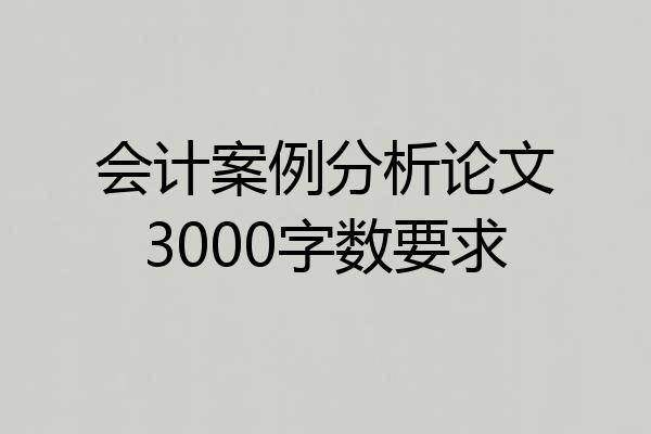 会计案例分析论文3000字数要求