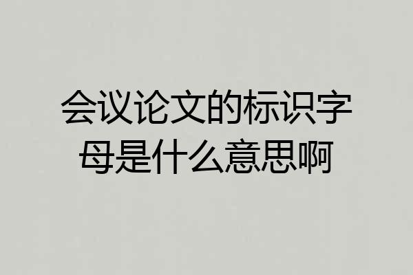 会议论文的标识字母是什么意思啊