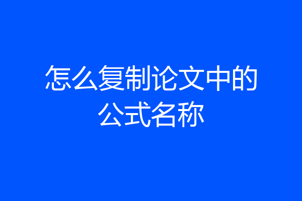 怎么复制论文中的公式名称