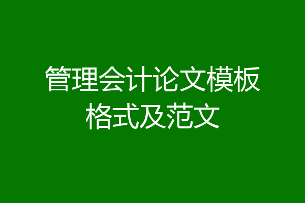 管理会计论文模板格式及范文