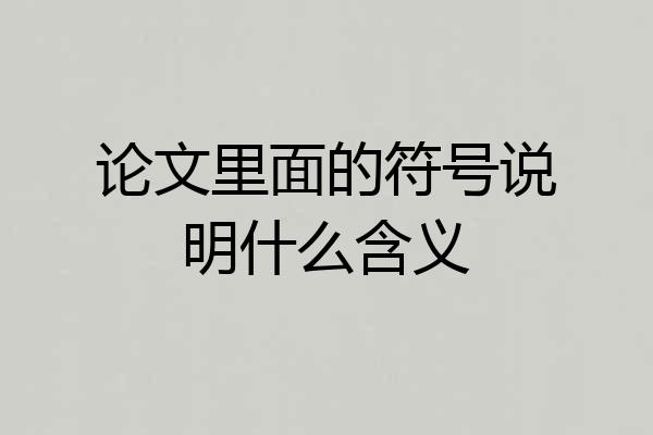 论文里面的符号说明什么含义