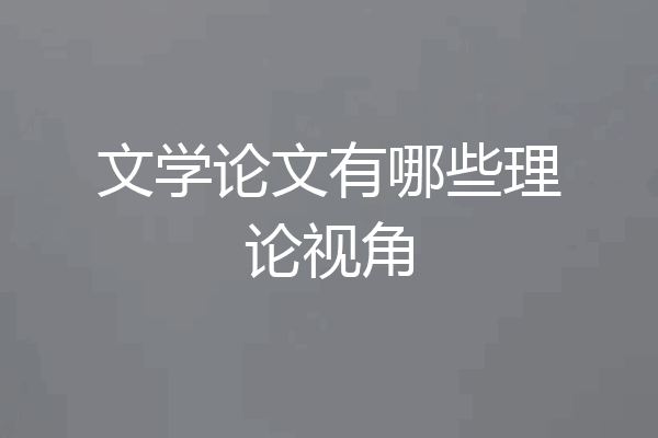 文学论文有哪些理论视角