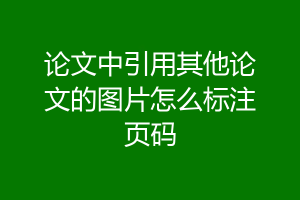 论文中引用其他论文的图片怎么标注页码