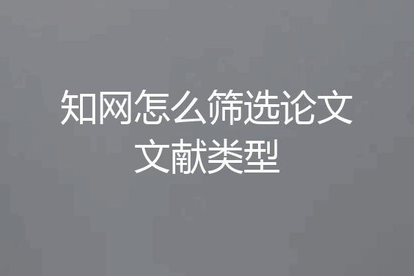 知网怎么筛选论文文献类型
