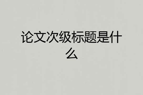 论文次级标题是什么