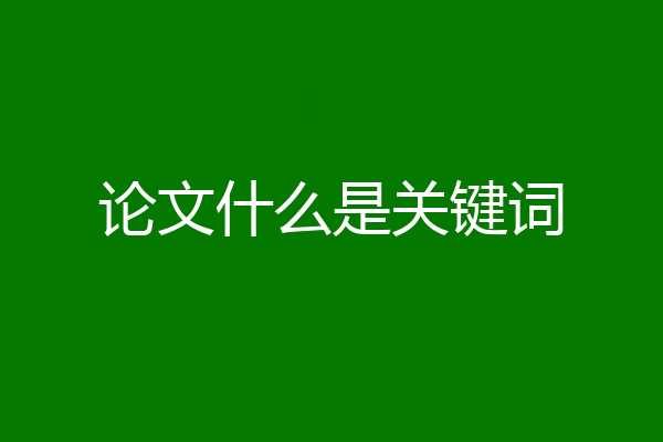 论文什么是关键词