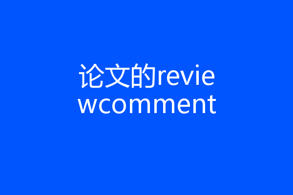论文的reviewcomment