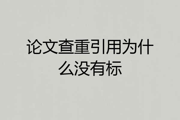 论文查重引用为什么没有标
