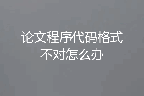 论文程序代码格式不对怎么办