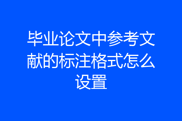 毕业论文中参考文献的标注格式怎么设置