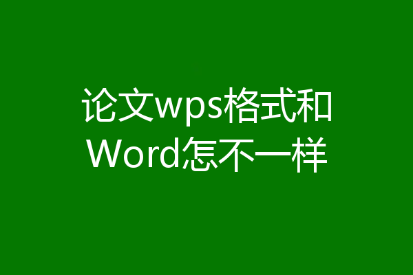 论文wps格式和Word怎不一样