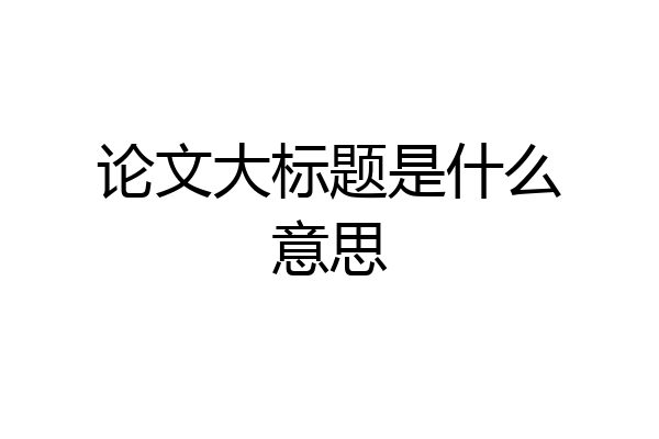 论文大标题是什么意思